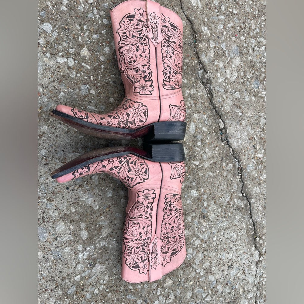 Pink Western Embroidered Boots - Picture 3 of 6